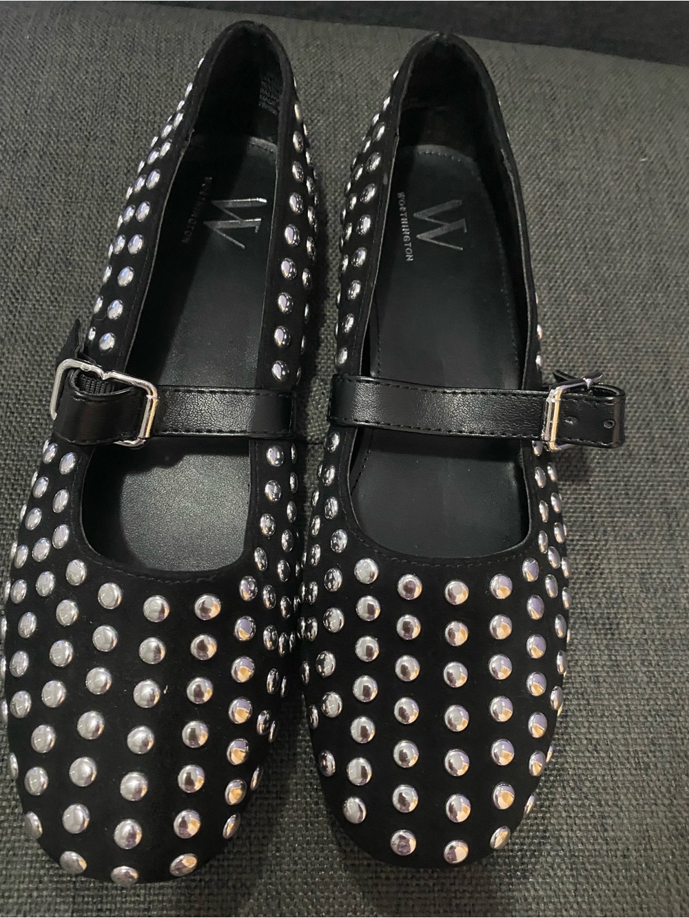Women’s Black with Silver Studs Ballerina Flats Size 7.5